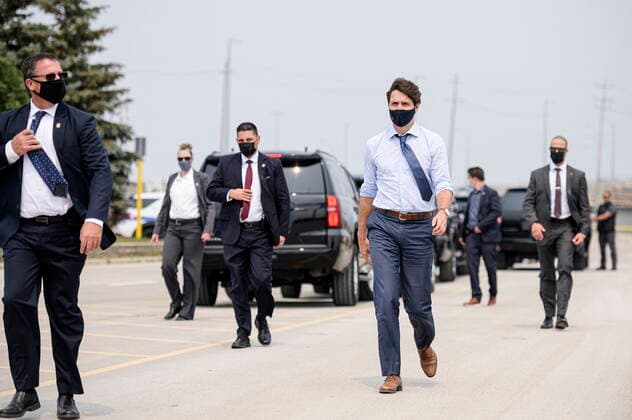 July 19, 2021, Brampton, on, Canada: Prime Minister Justin Trudeau arrives at a press conference in Brampton, Ont., on Monday, July 19, 2021. Brampton Canada  - ZUMAc35_ 20210719_zaf_c35_035 Copyright: xChristopherxKatsarovx