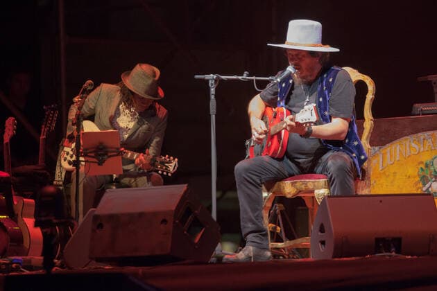 Italy: Zucchero Sugar Fornaciari live at Ferrara After yesterday s success on Sunday 18th July, Zucchero returned to the Ferrara Summer Festival stage again tonight Monday 19th July thus doubling his presence in Ferrara! Together with Zucchero Fornaciari, Doug and Kat also went on the stage of the Ferrara Summer Festival! Ferrara FE Italy piazza trento trieste Copyright: CarloxVergani