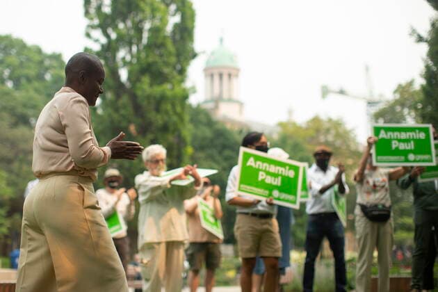July 19, 2021, Toronto, on, Canada: Green Party Leader Annamie Paul attends a press briefing in Toronto on Monday, July 19, 2021. Toronto Canada  - ZUMAc35_ 20210719_zaf_c35_052 Copyright: xChrisxYoungx