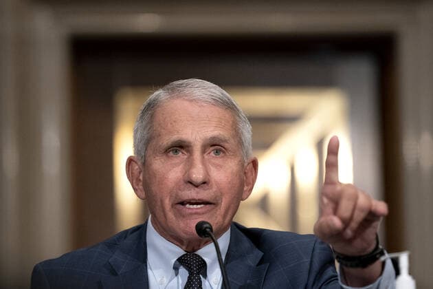Dr. Anthony Fauci, director of the National Institute of Allergy and Infectious Diseases, speaks during a Senate Health, Education, Labor, and Pensions Committee at the Dirksen Senate Office Building in Washington on Tuesday, July 20, 2021. The health experts are to testify about the latest in the fight against the coronavirus. Pool  WAXP2021072011 StefanixReynolds