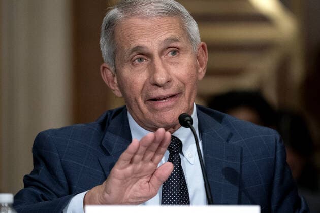 Dr. Anthony Fauci, director of the National Institute of Allergy and Infectious Diseases, speaks during the Senate Health, Education, Labor, and Pensions Committee at the Dirksen Senate Office Building in Washington on Tuesday, July 20, 2021. Health experts are to testify about the latest in the fight against the coronavirus. Pool  WAXP20210720121 StefanixReynolds