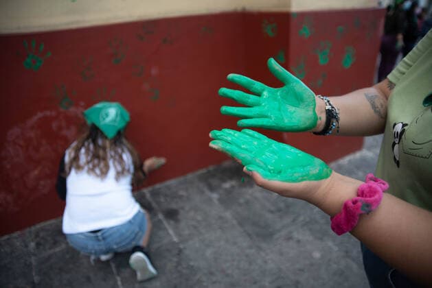 July 20, 2021: Women s groups and feminist collectives celebrate the decriminalization of abortion in the state of Veracruz. The women made paintings in the main church and celebrated with music that abortion is legal in Veracruz - ZUMAqp1_ 20210720_zip_qp1_020 Copyright: xHectorxAdolfoxQuintanarxPerezx