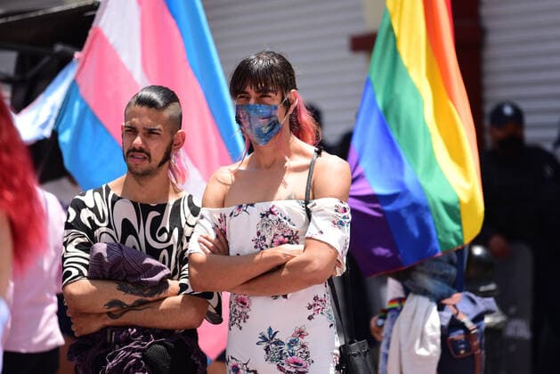 Deputies Approve Gender Identity Law in the State of Mexico TOLUCA, MEXICO - JULY 20: Transgender community, take part during the celebration of the approval of the Gender Identity Law, outside the Chamber of Deputies of the State of Mexico, after the deputies approved the Gender Identity Law , with which the name and sex in the birth certificates. The reform will allow a person who decides to change gender to rectify her birth certificate before the Civil Registry so that a name and gender according to her identity can be recorded. On July 20, 2021 in Toluca, Mexico. Copyright: xAmareshxV.xNarrox EYEPIXGROUP_AVN_20072021_10752