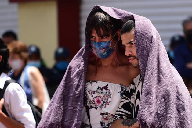 Deputies Approve Gender Identity Law in the State of Mexico TOLUCA, MEXICO - JULY 20: Transgender community, take part during the celebration of the approval of the Gender Identity Law, outside the Chamber of Deputies of the State of Mexico, after the deputies approved the Gender Identity Law , with which the name and sex in the birth certificates. The reform will allow a person who decides to change gender to rectify her birth certificate before the Civil Registry so that a name and gender according to her identity can be recorded. On July 20, 2021 in Toluca, Mexico. Copyright: xAmareshxV.xNarrox EYEPIXGROUP_AVN_20072021_10754