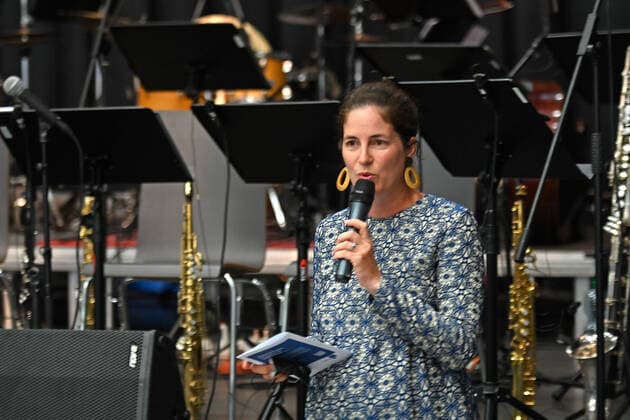 Concert Winterreise of the Christian Muthspiel Orjazztra Vienna, in the context of the Salzkammergut Festwochen Gmunden, at the Kitzmantelfabrik in Vorchdorf, on 22 07 21 The picture shows the commercial director of the Salzkammergut Festwochen Gmunden, Jo