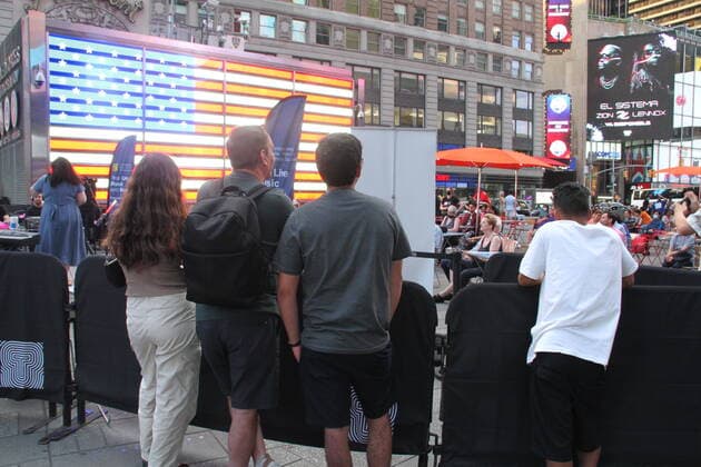July 22, 2021, New York, USA: Ashley Pezzotti performs during Free Live Music and more as part of celebrating New York in Times Square presented by Morgan Stanley. The performance took place on Broadway W43 right in front of the New York Police Department and ABC TV station and was witnessed by some people who cheered and clapped all along.  Copyright: xNiyixFotex