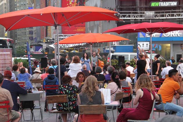 July 22, 2021, New York, USA: Ashley Pezzotti performs during Free Live Music and more as part of celebrating New York in Times Square presented by Morgan Stanley. The performance took place on Broadway W43 right in front of the New York Police Department and ABC TV station and was witnessed by some people who cheered and clapped all along.  Copyright: xNiyixFotex