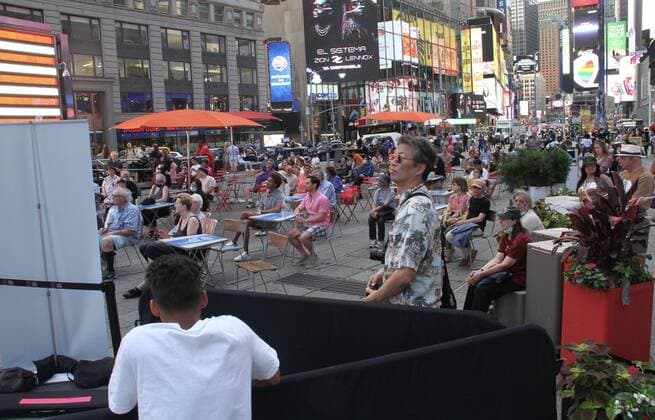 July 22, 2021, New York, USA: Ashley Pezzotti performs during Free Live Music and more as part of celebrating New York in Times Square presented by Morgan Stanley. The performance took place on Broadway W43 right in front of the New York Police Department and ABC TV station and was witnessed by some people who cheered and clapped all along.  Copyright: xNiyixFotex