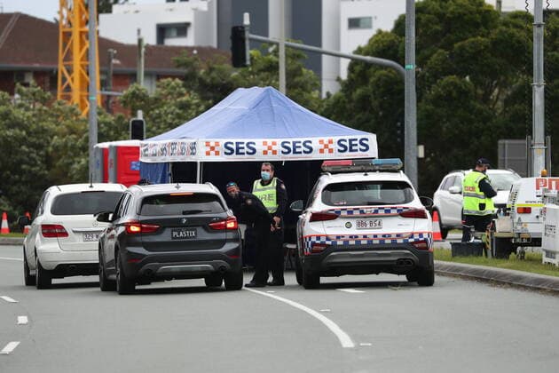 QLD BORDER COVID-19 CLOSURE, Scenes on the Gold Coast Highway at the Queensland and New South Wales border on the Gold Coast, Friday, July 23, 2021. ( NO ARCHIVING, EDITORIAL USE ONLY, NO USE IN BOOKS WITHOUT CONSENT GOLD COAST QLD AUSTRALIA  Copyright: xJASONxO BRIENx 20210723001559310808