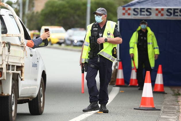 QLD BORDER COVID-19 CLOSURE, Scenes on the Gold Coast Highway at the Queensland and New South Wales border on the Gold Coast, Friday, July 23, 2021. ( NO ARCHIVING, EDITORIAL USE ONLY, NO USE IN BOOKS WITHOUT CONSENT GOLD COAST QLD AUSTRALIA  Copyright: xJASONxO BRIENx 20210723001559310918