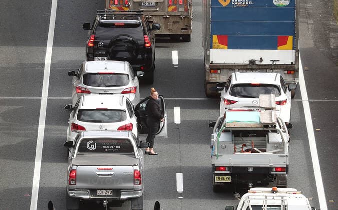 QLD BORDER COVID-19 CLOSURE, Scenes on the Pacific Motorway at the Queensland and New South Wales border on the Gold Coast, Friday, July 23, 2021. ( NO ARCHIVING, EDITORIAL USE ONLY, NO USE IN BOOKS WITHOUT CONSENT GOLD COAST QLD AUSTRALIA  Copyright: xJASONxO BRIENx 20210723001559312418