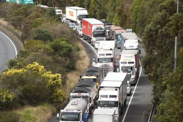 QLD BORDER COVID-19 CLOSURE, Scenes on the Pacific Motorway at the Queensland and New South Wales border on the Gold Coast, Friday, July 23, 2021. ( NO ARCHIVING, EDITORIAL USE ONLY, NO USE IN BOOKS WITHOUT CONSENT GOLD COAST QLD AUSTRALIA  Copyright: xJASONxO BRIENx 20210723001559312456