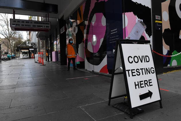 VICTORIA CORONAVIRUS COVID19, Singage for a Covid19 testing facility is seen in Melbourne, Friday, July 23, 2021. Victoria has recorded 14 new cases of locally acquired Covid19 in the past 24 hours. ( NO ARCHIVING, EDITORIAL USE ONLY, NO USE IN BOOKS WITHOUT CONSENT MELBOURNE VIC AUSTRALIA  Copyright: xJAMESxROSSx 20210723001559318150