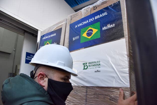 SÃO PAULO, SP - 23.07.2021: SAÍDA DE VACINAS DO INSTITUTO BUTANTAN - Release of new doses of the Coronavac vaccine, from the Butantan Institute, against Covid-19 (Coronavirus) to the PNI (National Immunization Program) of the Ministry of Health. This Friday, (23) at the Butantan Institute. President Jair Bolsonaro, (No Party) says he has ordered an investigation into the price of the Coronavac Vaccine made by Butantan, according to Bolsonaro the factory in China offered $5, while the Butantan Institute charges $10. x2096336x  RobertoxCasimiro