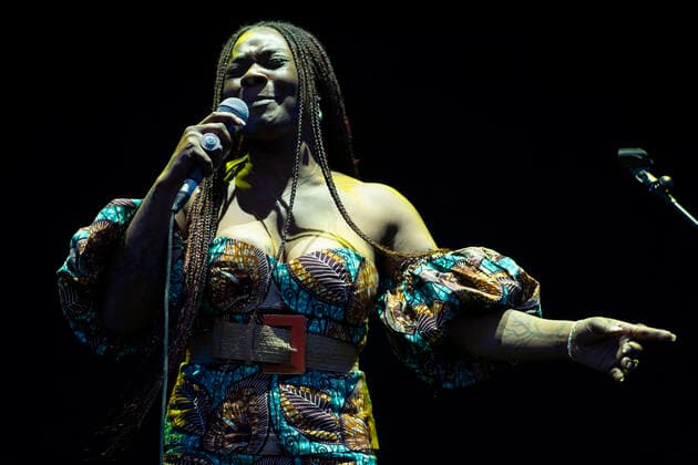 July 24, 2021, Madrid, Spain: Singer Concha Buika performs at the Plaza de la Armeria which was included in the Jazz Palacio Real 2021 program in Madrid. Madrid Spain - ZUMAs197 20210724_zaa_s197_198 Copyright: xAtilanoxGarciax