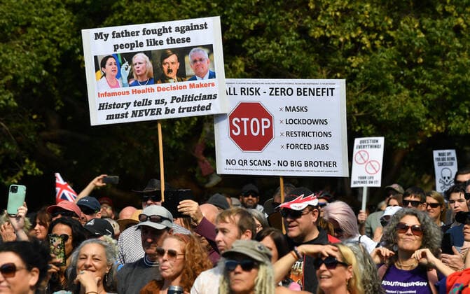 ANTI LOCKDOWN PROTEST BRISBANE, Protestors are seen during the ?World Wide Rally For Freedom? anti-lockdown rally in Brisbane, Saturday, July 24, 2021. ( NO ARCHIVING, EDITORIAL USE ONLY, NO USE IN BOOKS WITHOUT CONSENT BRISBANE QLD AUSTRALIA  Copyright: xDARRENxENGLANDx 20210724001559653788