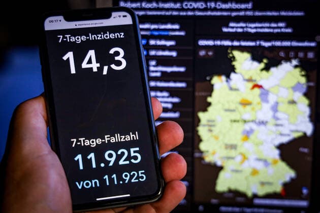 Coronavirus in Germany Covid 19 Dashboard of the Robert Koch Institute 26 07 2021 Robert Koch Institute 7 days Incidence 14.3 7 days Number of cases 11 925 COVID 19 cases 3 756 856 Addition by 958 the previous day COVID 19 deaths 91 527 Addition by 3 compared to the previous day