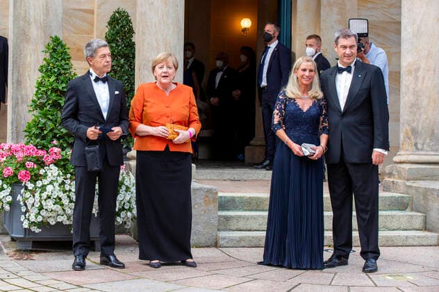Angela Merkel with husband Joachim Sauer and Markus Söder with wife Karin Baumüller Söder at the opening of the Richard Wagner Festival 2021 with the premiere of Richard Wagners Der fliegende Holländer at the Bayreuth Festspielhaus, Bayreuth, 25 07 2021 Foto:xR.xSchmiegeltx xFuturexImage
