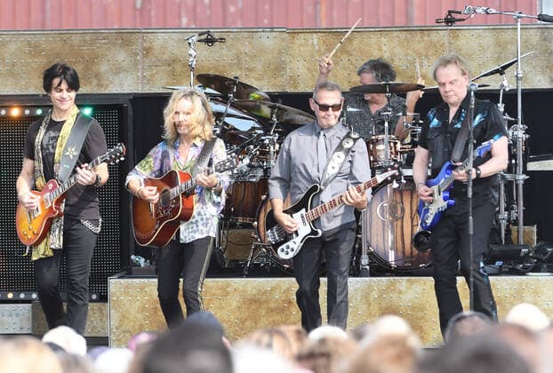 Readington, NJ, - JULY 25: Will Evankovich, Tommy Shaw, Chuck Panozzo, James Young of Styx preforms in concert at the The 38th annual New Jersey Lottery Festival of Ballooning on JULY 25, 2021 in Readington, NJ . Copyright: xJohnxPalmerx