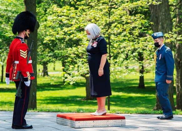 July 26, 2021, Ottawa, on, Canada: Governor General Mary Simon is greeted by an honour guard as she arrives at Rideau Hall, Monday, July 26, 2021 in Ottawa. Ottawa Canada  - ZUMAc35_ 20210726_zaf_c35_127 Copyright: xRyanxRemiorzx