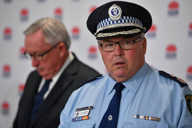 GLADYS BEREJIKLIAN COVID19 PRESSER, NSW Police Deputy Commissioner Gary Worboys (right) speaks to media during a press conference in Sydney, Tuesday, July 27, 2021. ( NO ARCHIVING, EDITORIAL USE ONLY, NO USE IN BOOKS WITHOUT CONSENT SYDNEY NSW AUSTRALIA  Copyright: xJOELxCARRETTx 20210727001560783919
