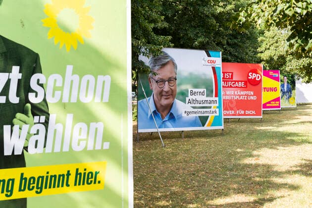 election posters in Hannover 2021 election posters for the upcoming local and federal elections 2021 in Hannover Germany, Lower Saxony, Hannover, 27 07 2021