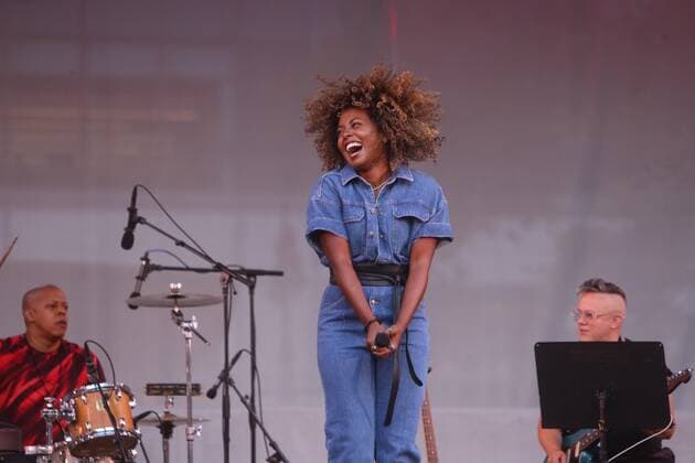 NEW YORK, NY- JULY 30: Adrienne Warren performs during Carnegie Hall Citywide: Adrienne Warren and Friends, held in Bryant Park, on July 30, 2021, in New York City. Copyright: xJosephxMarzullox