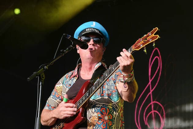 July 31, 2021, Lulworth, United Kingdom: Mark King vocalist and guitarist with the 1980s British New Wave band Level 42 perform during the Camp Bestival in Lulworth. Lulworth United Kingdom - ZUMAs197 20210731_zaa_s197_183 Copyright: xDawnxFletcher-Parkx