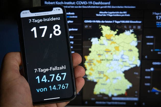 Coronavirus in Germany Covid 19 Dashboard of the Robert Koch Institute 02 08 2021 Robert Koch Institute 7 days Incidence 17.8 7 days Number of cases 14 767 COVID 19 cases 3 772 109 Addition by 847 the previous day COVID 19 deaths 91 660 Addition by 1 compared to the previous day