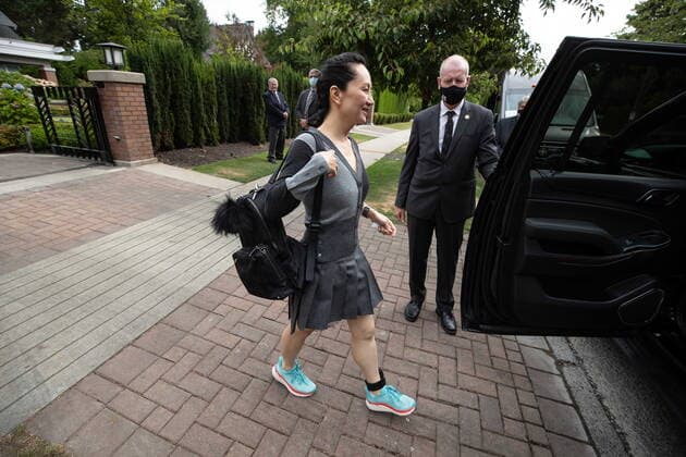 August 6, 2021, Vancouver, BC, Canada: Meng Wanzhou, chief financial officer of Huawei, leaves home to attend her extradition hearing at B.C. Supreme Court, in Vancouver, on Friday, August 6, 2021. Vancouver Canada  - ZUMAc35_ 20210806_zaf_c35_144 Copyright: xDarrylxDyckx