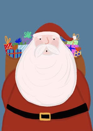 Clip art of Santa Claus carrying bag of presents SBAF00071