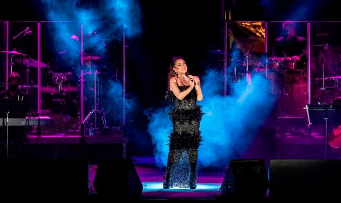 Spanish singer Isabel Pantoja performs on stage during her only concert in Spain this year at the Tio Pepe Festival in Jerez de la Frontera, Cadiz, southern Spain, 07 August 2021. ISABEL PANTOJA IN CONCERT !ACHTUNG: NUR REDAKTIONELLE NUTZUNG!  Copyright: xRomanxRiosx GRAF830 20210807-fd66fe3ec4c4c5d4df16f56c6aa2ddd3e7c6b50c