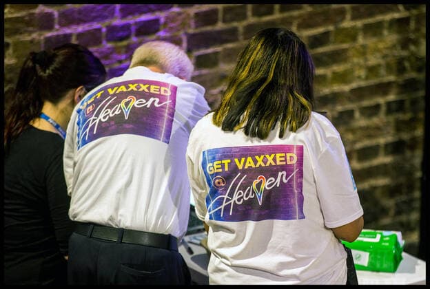 . 08 08 2021. London, United Kingdom. Vaccinations At Heaven. Well-known gay London nightclub Heaven opens it s doors as a vaccination centre.  xMartynxWheatleyx xi-Imagesx IIM-22477-0017