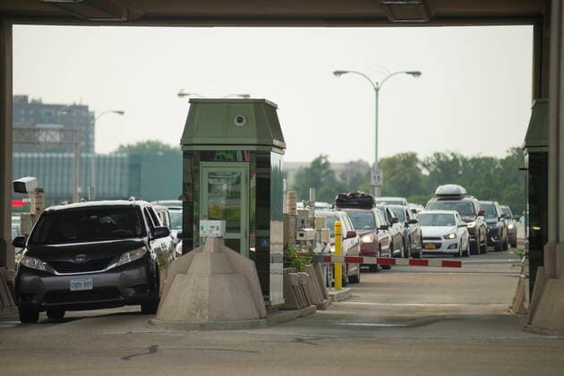 August 9, 2021, Niagara Falls, on, Canada: Cars cross the border into Canada, in Niagara Falls, Ont. on Monday, August 9, 2021. American citizens and permanent residents are now allowed to enter Canada for non-essential purposes if they can provide proof that theyÃ¢â‚¬â ¢ve been fully vaccinated for at least 14 days. Niagara Falls Canada  - ZUMAc35_ 20210809_zaf_c35_009 Copyright: xEduardoxLimax