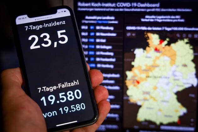 Coronavirus in Germany Covid 19 Dashboard of the Robert Koch Institute 10 08 2021 Robert Koch Institute 7 days Incidence 23.5 7 days Number of cases 19 580 COVID 19 cases 3 794 429 Addition by 2 480 the previous day COVID 19 deaths 91 803 Addition by 19 compared to the previous day