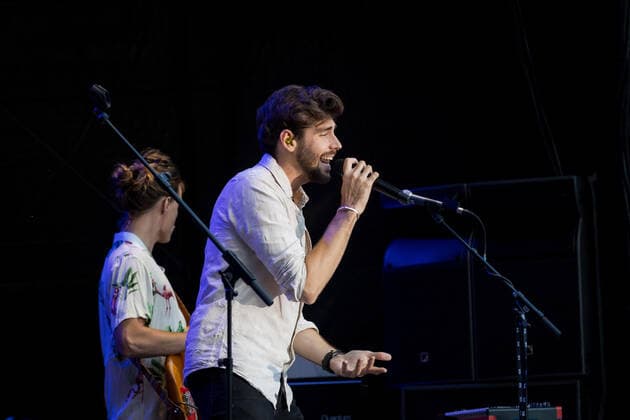 First live performance in Germany of the Spanish-German pop singer Alvaro Soler with the Mar de Colores European Tour at the Kunst Rasen Bonn, 11 08 2021 organized by E L Hartz Promotion GmbH Bonn Gronau NRW Germany