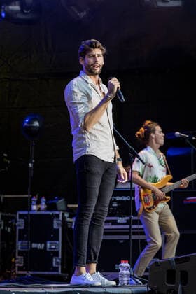 First live performance in Germany of the Spanish-German pop singer Alvaro Soler with the Mar de Colores European Tour at the Kunst Rasen Bonn, 11 08 2021 organized by E L Hartz Promotion GmbH Bonn Gronau NRW Germany