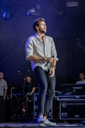 First live performance in Germany of the Spanish-German pop singer Alvaro Soler with the Mar de Colores European Tour at the Kunst Rasen Bonn, 11 08 2021 organized by E L Hartz Promotion GmbH Bonn Gronau NRW Germany