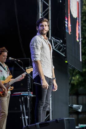 First live performance in Germany of the Spanish-German pop singer Alvaro Soler with the Mar de Colores European Tour at the Kunst Rasen Bonn, 11 08 2021 organized by E L Hartz Promotion GmbH Bonn Gronau NRW Germany