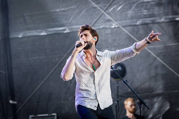 First live performance in Germany of the Spanish-German pop singer Alvaro Soler with the Mar de Colores European Tour at the Kunst Rasen Bonn, 11 08 2021 organized by E L Hartz Promotion GmbH Bonn Gronau NRW Germany