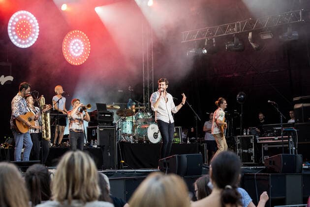 First live performance in Germany of the Spanish-German pop singer Alvaro Soler with the Mar de Colores European Tour at the Kunst Rasen Bonn, 11 08 2021 organized by E L Hartz Promotion GmbH Bonn Gronau NRW Germany