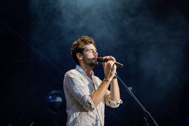 First live performance in Germany of the Spanish-German pop singer Alvaro Soler with the Mar de Colores European Tour at the Kunst Rasen Bonn, 11 08 2021 organized by E L Hartz Promotion GmbH Bonn Gronau NRW Germany