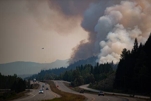 August 11, 2021, MERRITT, BC, Canada: The July Mountain wildfire burns along the Coquihalla Highway south of Merritt, B.C., on Wednesday, August 11, 2021. MERRITT Canada  - ZUMAc35_ 20210811_zaf_c35_270 Copyright: xDarrylxDyckx