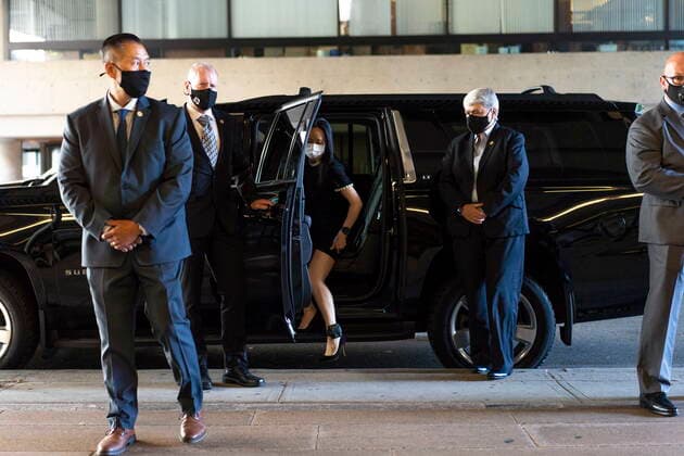 August 12, 2021, Vancouver, BC, Canada: Meng Wanzhou, chief financial officer of Huawei, arrives at her extradition hearing at B.C. Supreme Court, in Vancouver, British Columbia, Thursday, August 12, 2021. Vancouver Canada - ZUMAc35_ 20210812_zaf_c35_023 Copyright: xJimmyxJeongx
