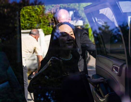 August 12, 2021, Vancouver, BC, Canada: Meng Wanzhou, chief financial officer of Huawei, leaves her home to attend her extradition hearing at B.C. Supreme Court, in Vancouver, British Columbia, Thursday, August 12, 2021. Vancouver Canada - ZUMAc35_ 20210812_zaf_c35_026 Copyright: xJimmyxJeongx