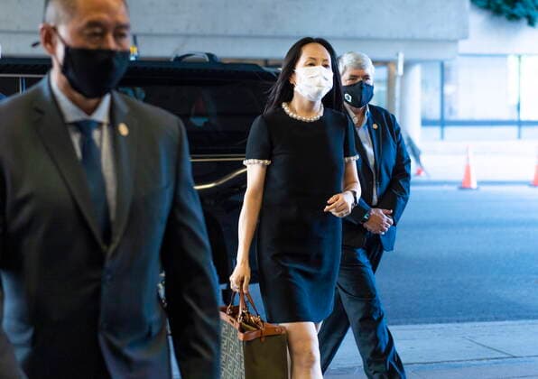 August 12, 2021, Vancouver, BC, Canada: Meng Wanzhou, chief financial officer of Huawei, arrives at her extradition hearing at B.C. Supreme Court, in Vancouver, British Columbia, Thursday, August 12, 2021. Vancouver Canada - ZUMAc35_ 20210812_zaf_c35_028 Copyright: xJimmyxJeongx