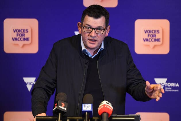 DANIEL ANDREWS COVID19 PRESSER, Victorian Premier Daniel Andrews addresses the media during a press conference in Melbourne, Friday, August 13, 2021. Victoria has recorded 15 new locally acquired coronavirus cases in the past 24 hours. ( NO ARCHIVING, EDITORIAL USE ONLY, NO USE IN BOOKS WITHOUT CONSENT MELBOURNE VIC AUSTRALIA  Copyright: xJAMESxROSSx 20210813001566524466