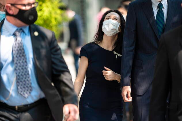 August 13, 2021, Vancouver, BC, Canada: Meng Wanzhou, chief financial officer of Huawei, leaves for a lunch break during her extradition hearing at B.C. Supreme Court, in Vancouver, B.C., Friday, Aug. 13, 2021. Vancouver Canada - ZUMAc35_ 20210813_zaf_c35_084 Copyright: xJimmyxJeongx