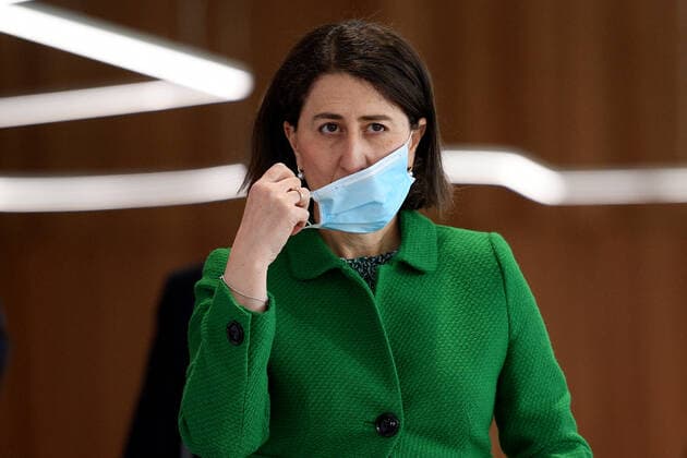 GLADYS BEREJIKLIAN COVID19 PRESSER, NSW Premier Gladys Berejiklian arives to address media during a press conference in Sydney, Saturday, August 14, 2021. ( NO ARCHIVING, EDITORIAL USE ONLY, NO USE IN BOOKS WITHOUT CONSENT SYDNEY NSW AUSTRALIA  Copyright: xDANxHIMBRECHTSx 20210814001566726792