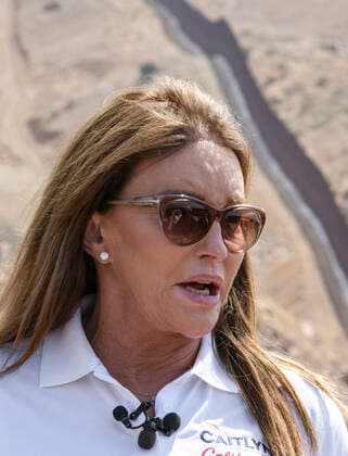 August 13, 2021, San Dieo, California, USA: Republican candidate for California governor CAITLYN JENNER visits the border with Mexico. A section of the border fence is seen in the distance. San Dieo USA - ZUMAb202 20210813_znp_b202_001 Copyright: xDavidxBarakx
